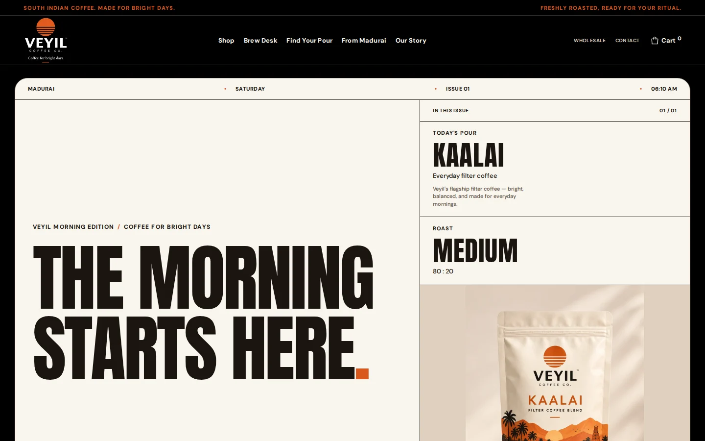 VEYIL Coffee Co. desktop website preview